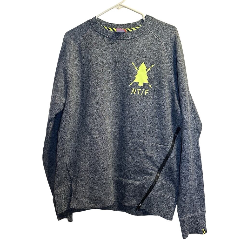 Nike Track & Field NT/F Men’s Large Gray Crewneck Sweatshirt Neon Zip Pocket